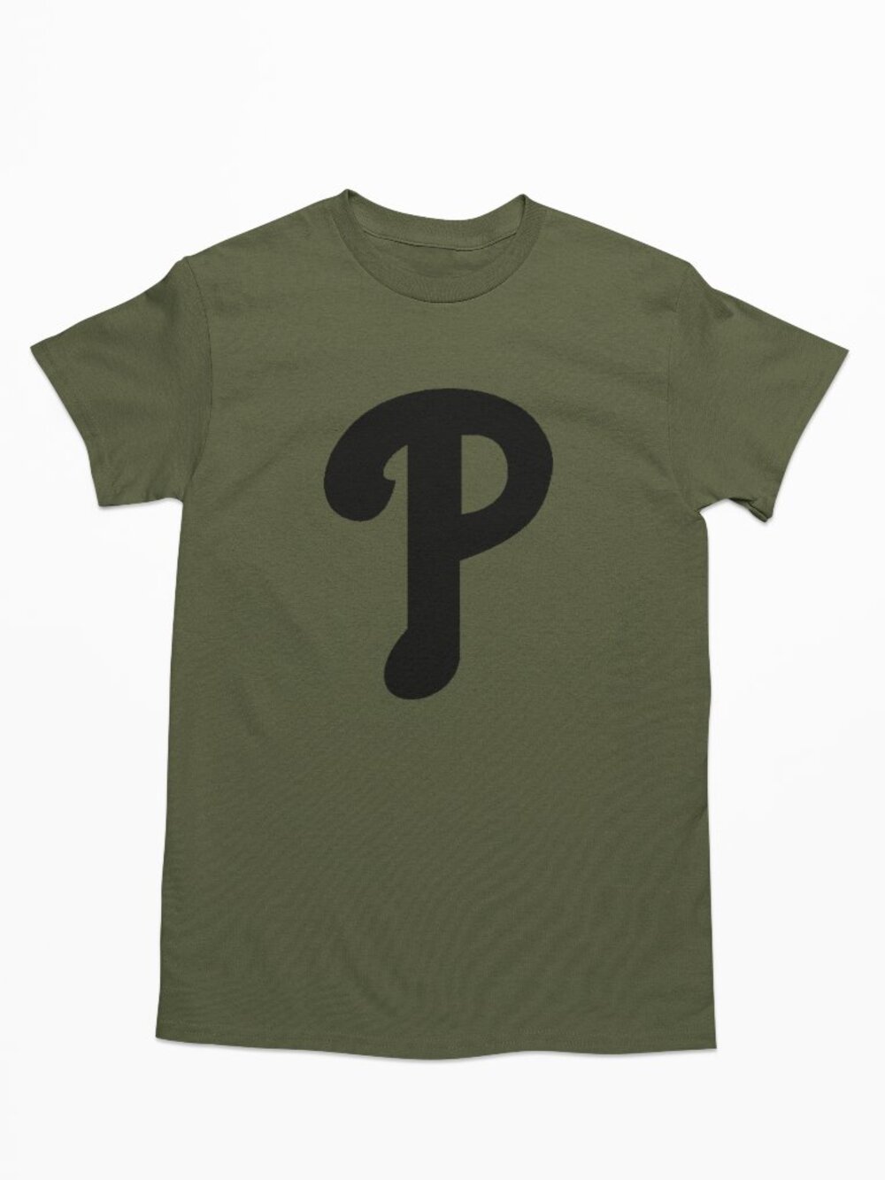 NEW Philadelphia Phillies P Monogram Logo T-Shirt MILITARY ARMY GREEN